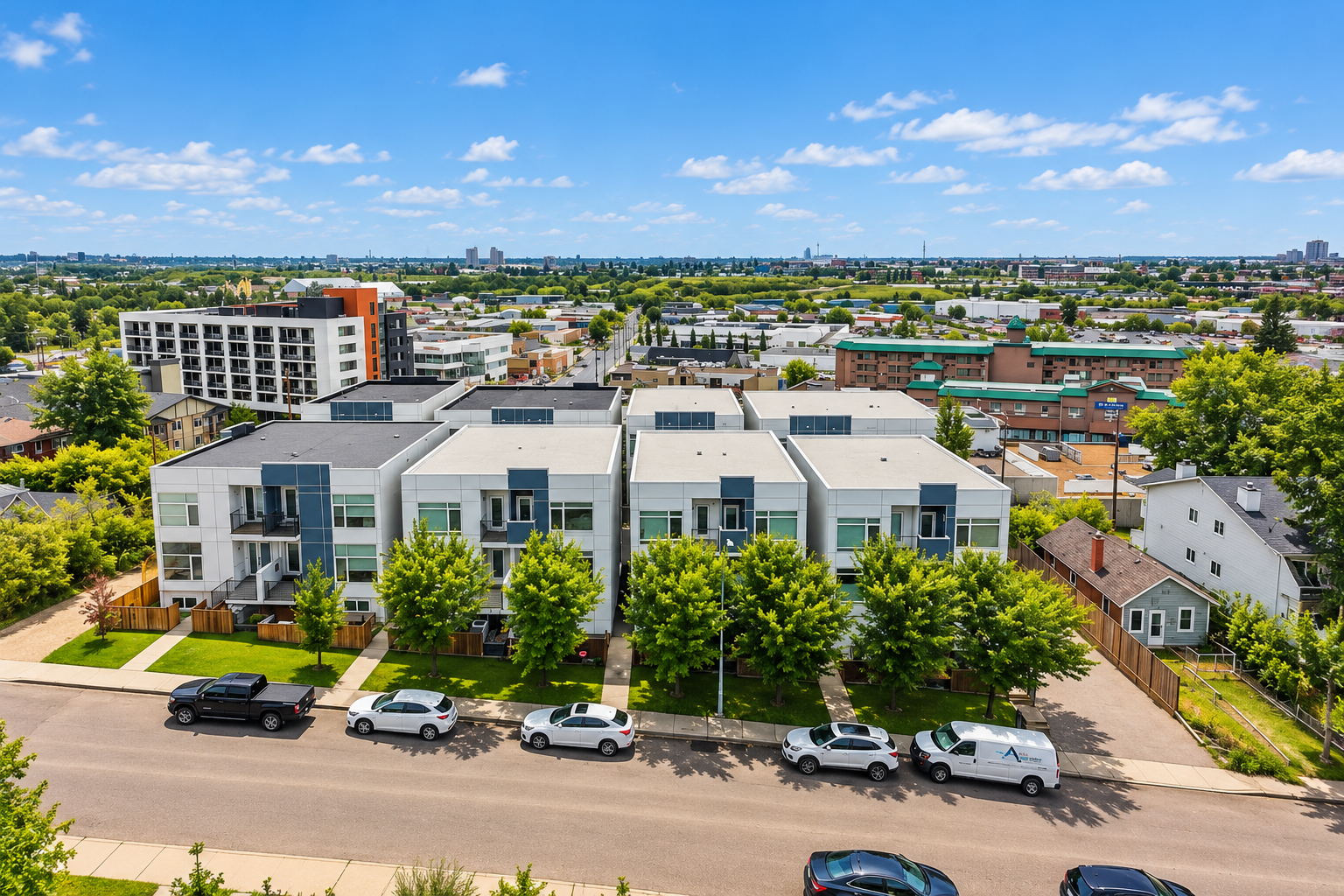 Modern Townhomes Overlooking a Green Cityscape in Parkhill calgary